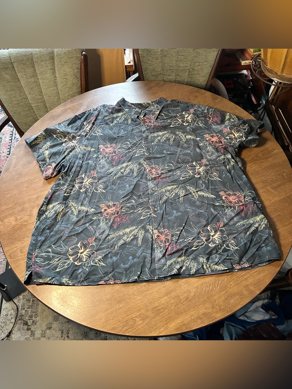Harbor Bay 4xl Hawaiian Button Up Short Sleeve Shirt Blue Casual